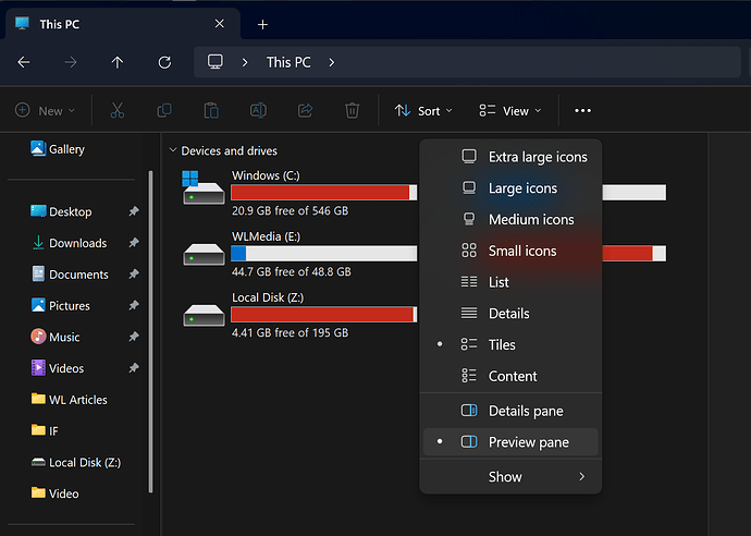 Screenshot shows how to enable Preview Pane for File Explorer